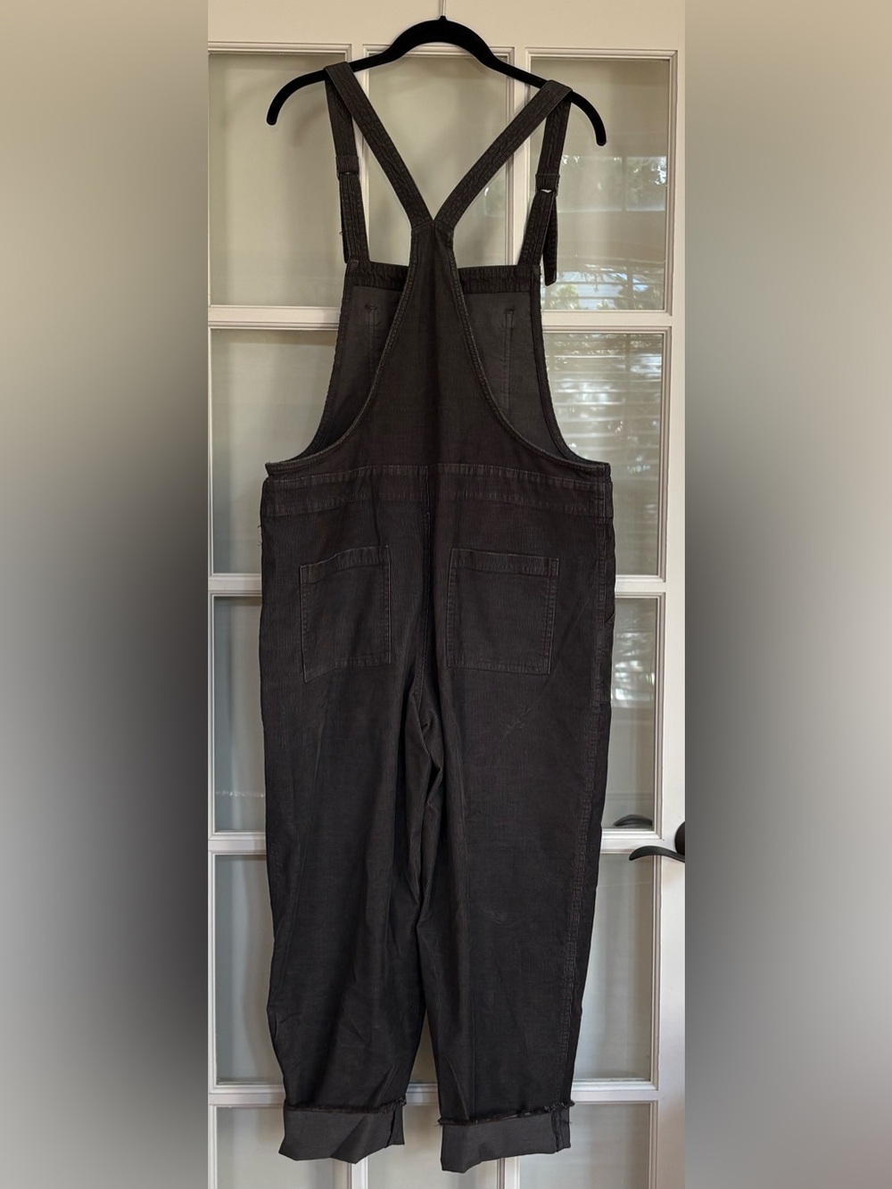 Aerie Corduroy Stretch Overalls Charcoal Grey – Women's Size Large - Picture 2 of 9